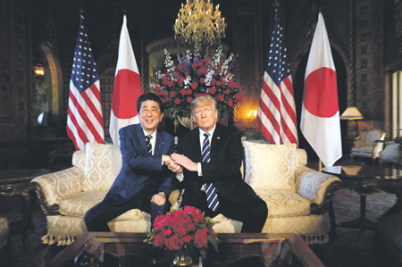 сша, япония, трамп, абэ, ким чен ын, кндр, северная корея